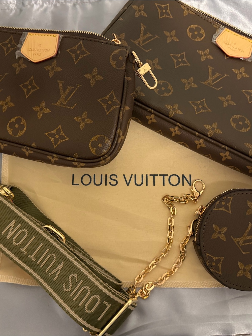 Louis Vuitton Brown Monogram Multi-Pochette Crossbody Set with Gold Hardware